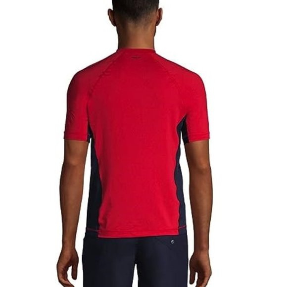 NWT Lands' End Men's Crew Neck Short Sleeve Rash Guard Red UPF 50 XXL $60 FLI161 - Picture 3 of 5